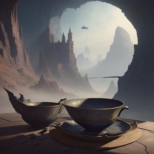 Fantastical Saucer Full of Secrets: Detailed Matte Painting