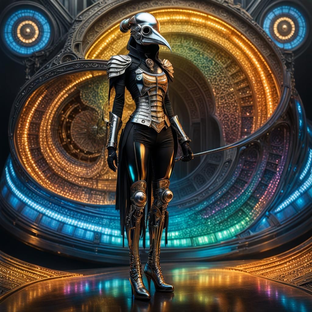 Cyberpunk Plague Doctor in Gothic Armor