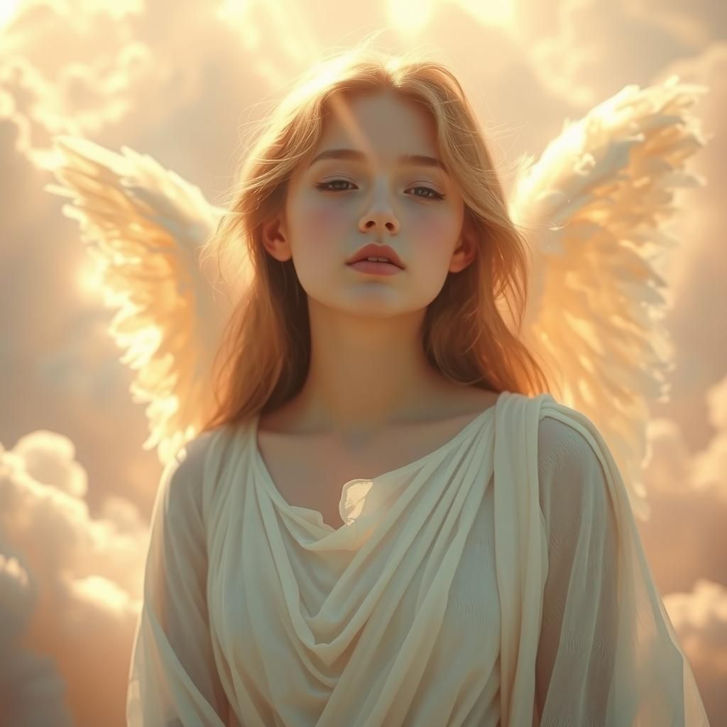 Angelic Being in Divine Sunshine, Dreamy Portrait