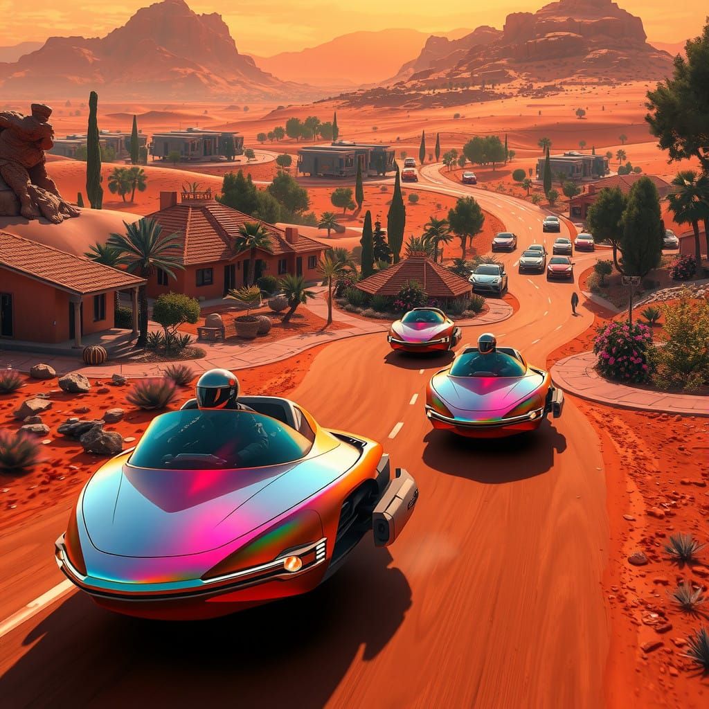 Futuristic Mars Colony Unfolds with Retro-Futuristic Style