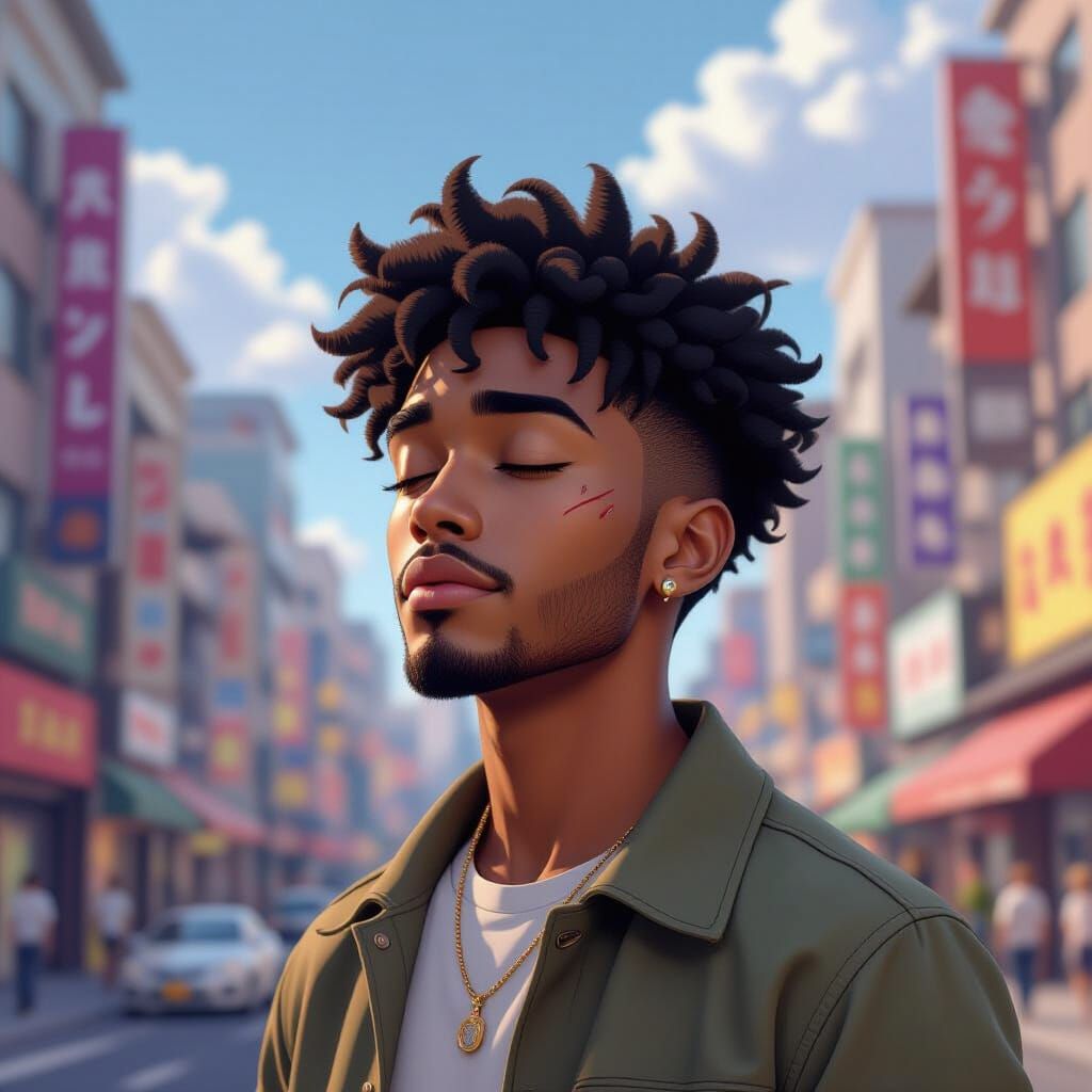 Ybee in Cityscape: 3D Anime Art Portrait