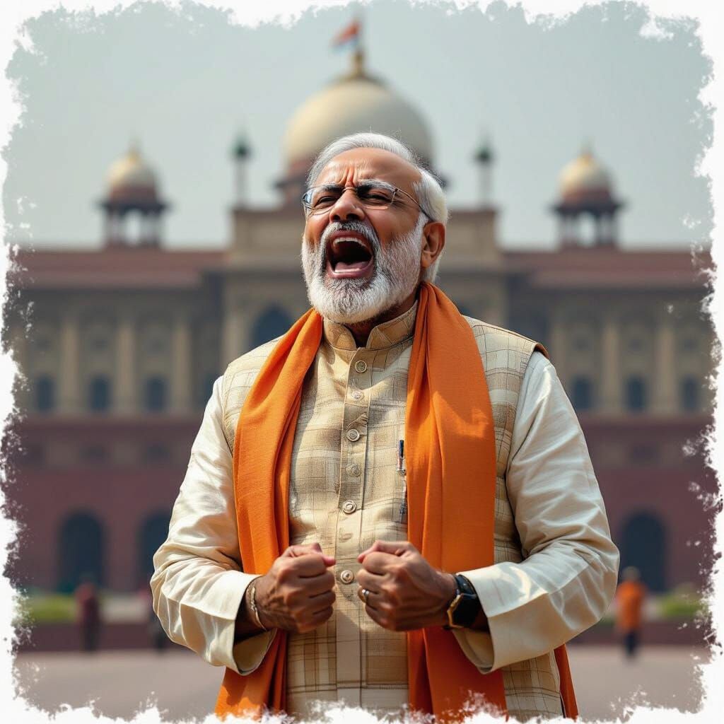 Narendra Modi Yelling or Crying Portrait