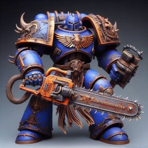 Chaos Marine Warrior in Dark Fantasy Sci-Fi Style