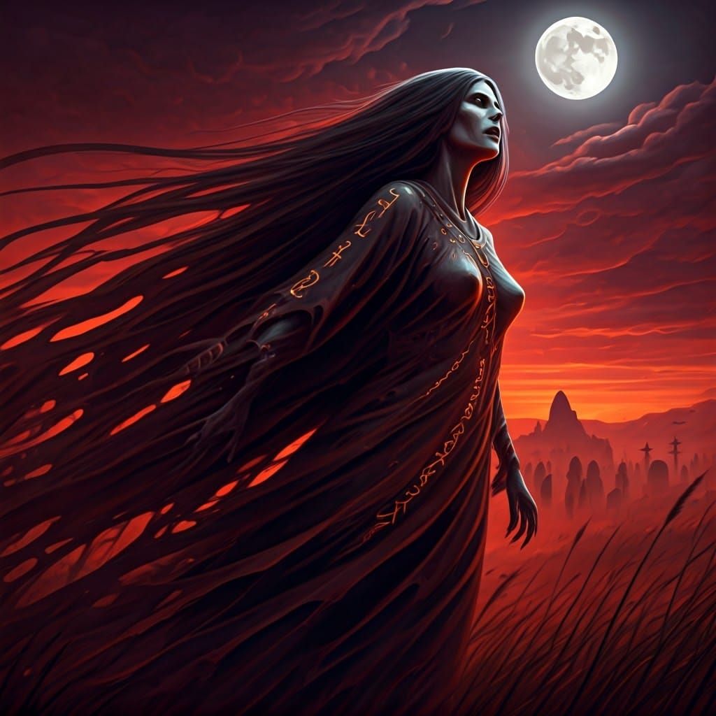 Menacing Banshee Pursues Souls Under Full Moon