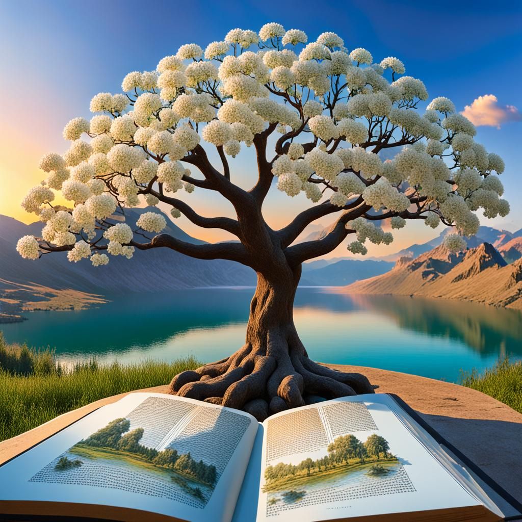 Tree of Life by Lake at Sunrise