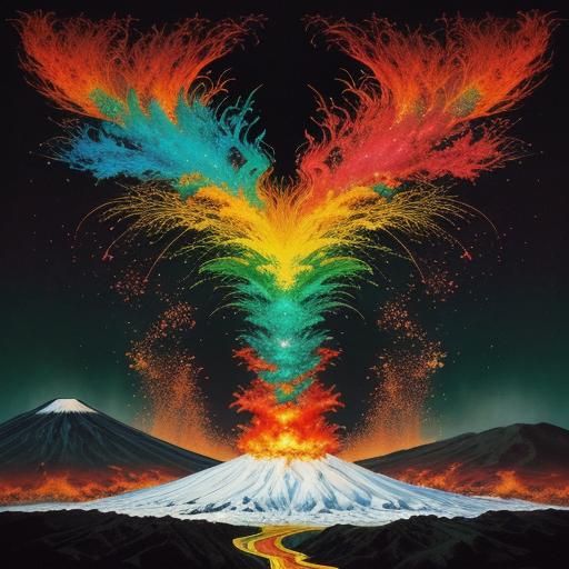 Fiery Eruption of Mount Fuji: a Surrealist Vision