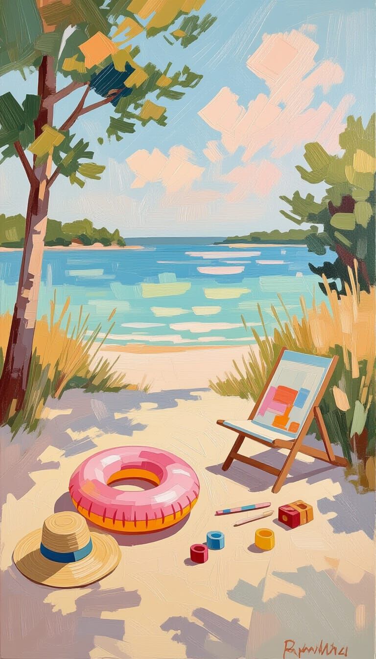 Dreamlike Summer Home Scene as Abstract Oil Painting