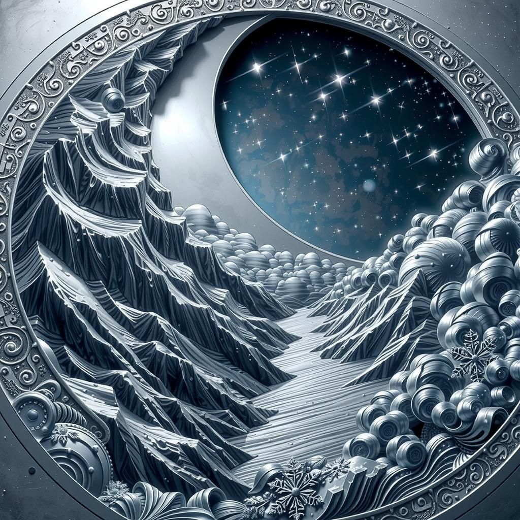 Blue Metal Earth Under Silver Moonlight