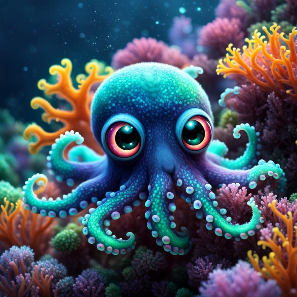 Whimsical Kawaii Octopus Twin Reunion