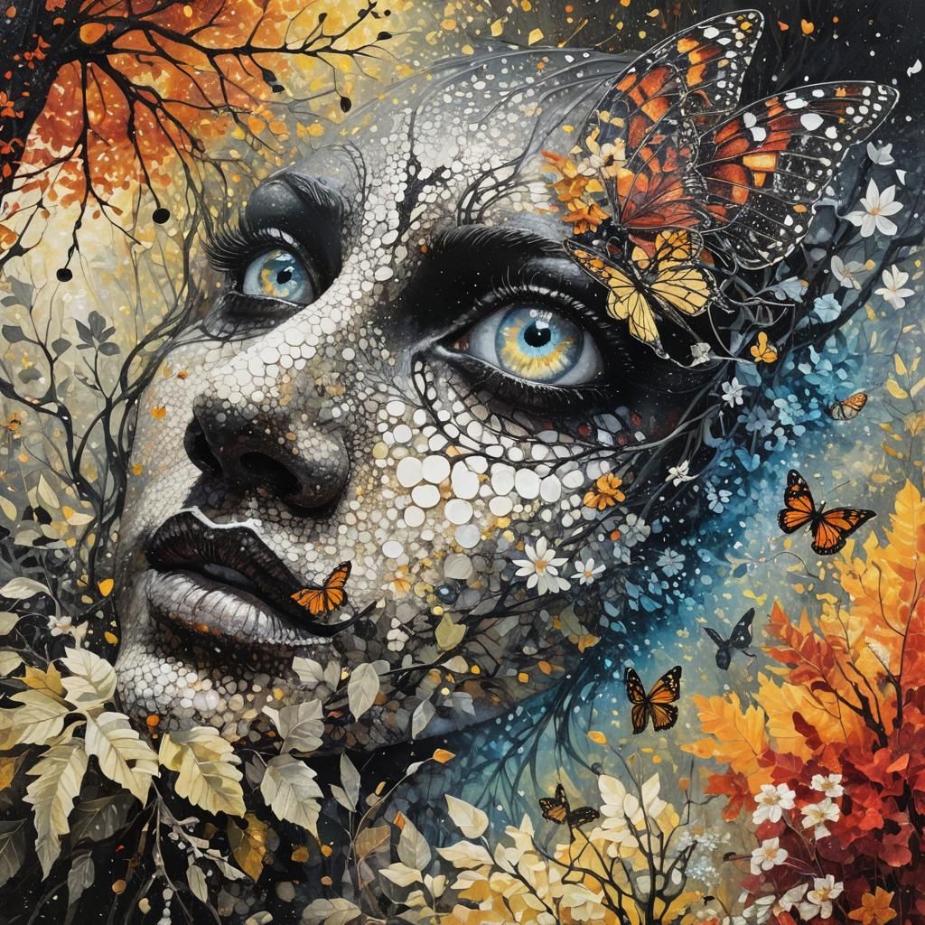 Dark fairy with monarch butterfly wings  Fall  colors  mixed...