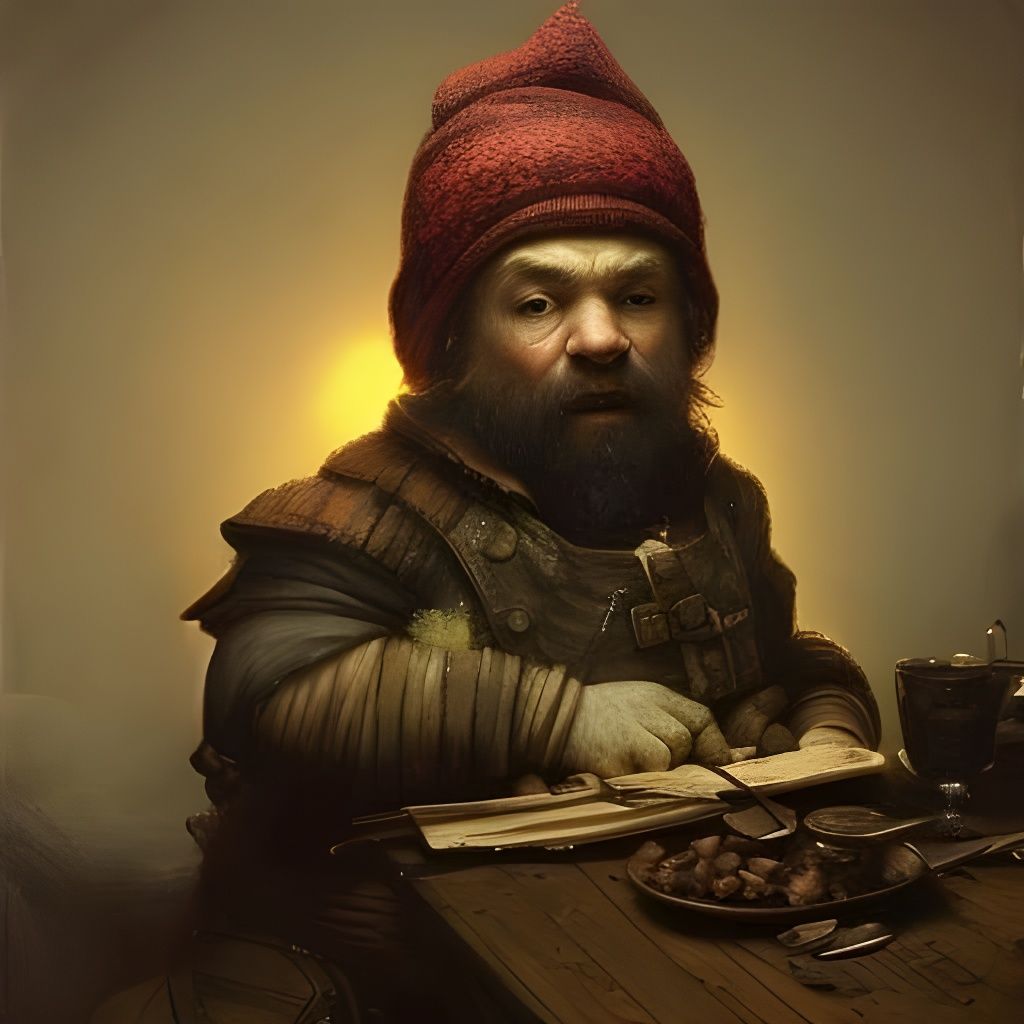 Dwarf Miner Portrait in Baroque Oil Painting Style