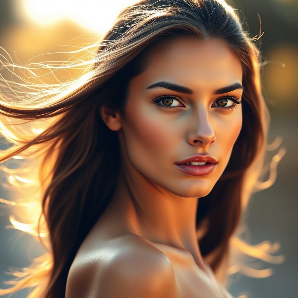 Chiseled Goddess in Golden Light