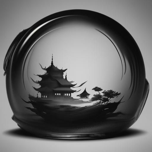 Chinese Ink Wash Painting of Wife Cooking