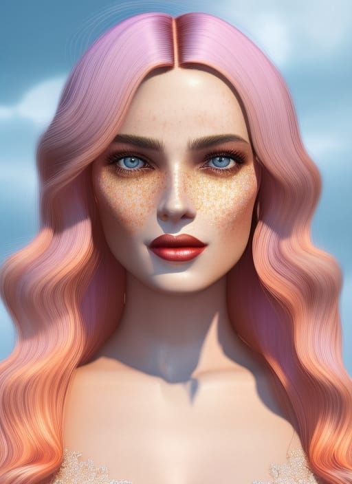 Realistic Portrait of French Woman in Art Nouveau Style