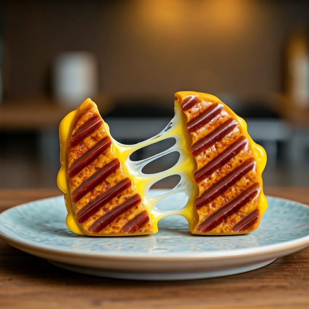 Translucent Glass Figurine of Grilled Cheese