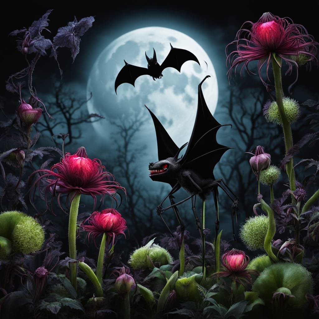 Eerie Gothic Garden with Mutated Venus Flytraps