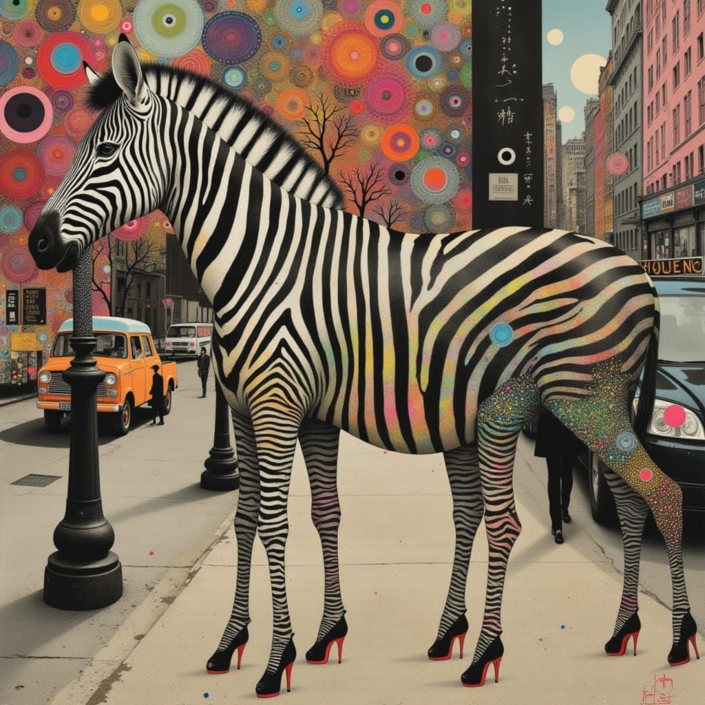 Psychedelic 7 Heeled Zebra