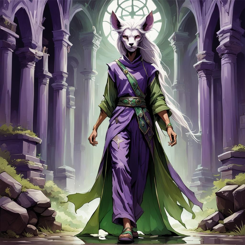 Sinister Woman in Violet Tunic, Digital Art