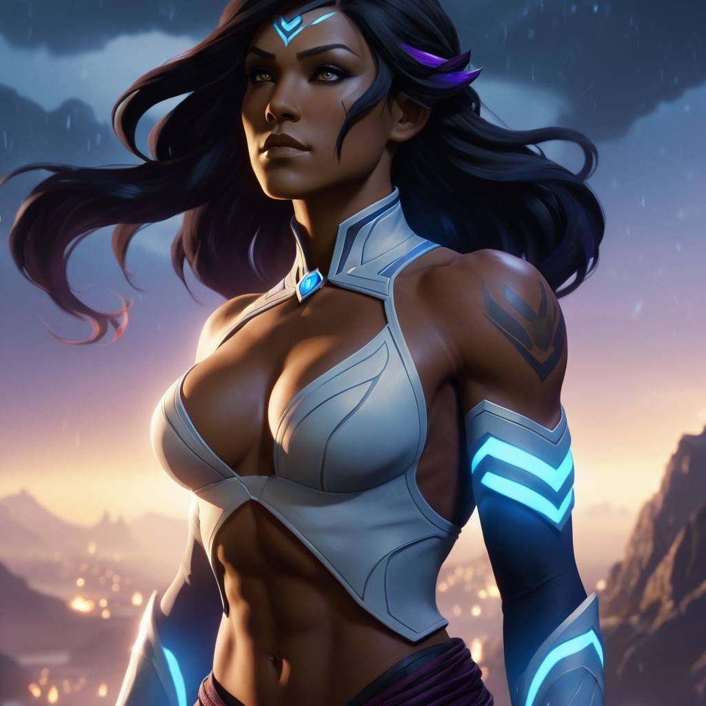 Avatar Korra in Dark Fantasy Art Nouveau Style