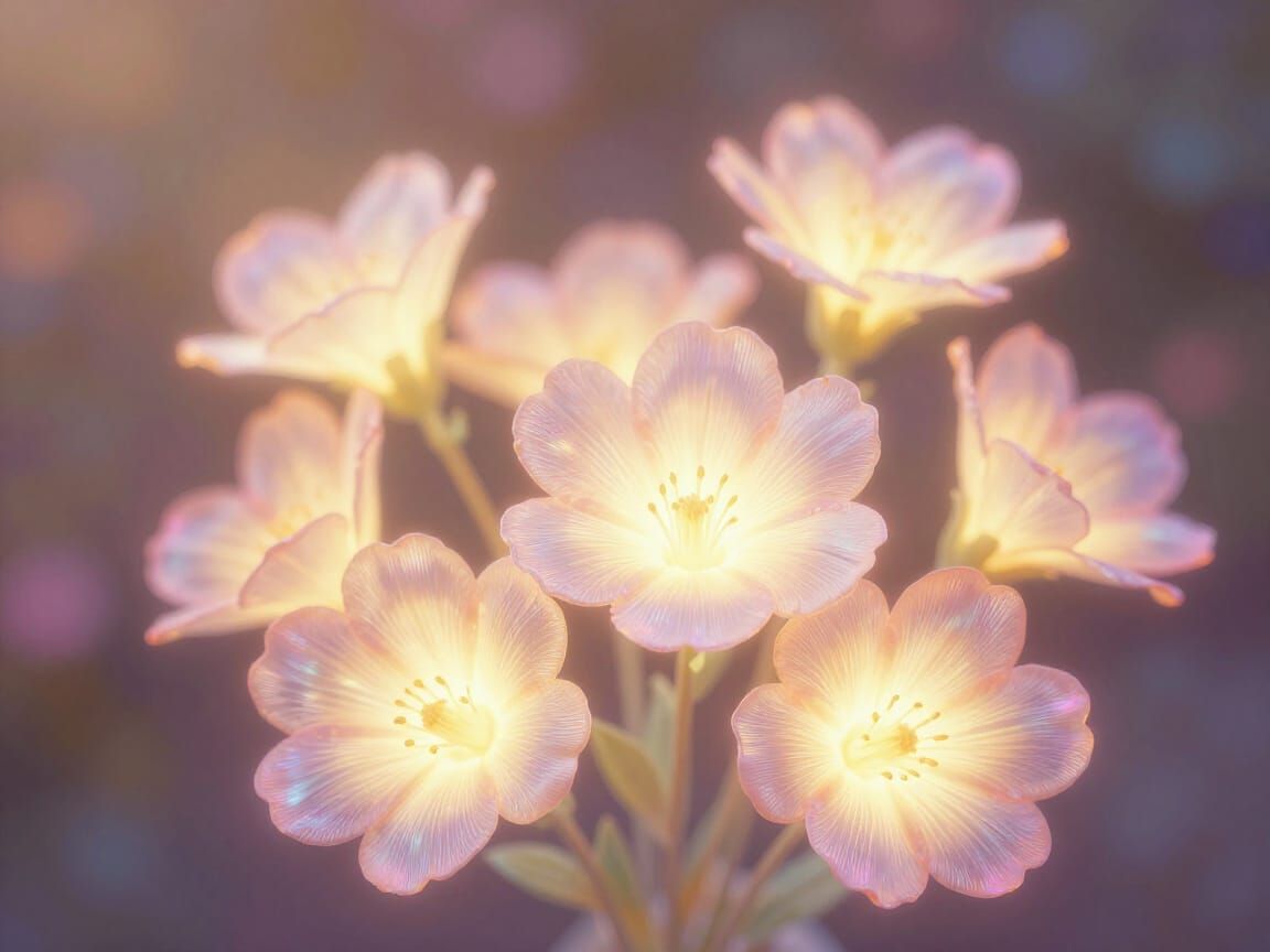Luminous Bouquet of Light Flowers