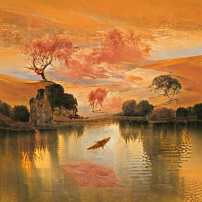 Serenene Sunset Landscape in Classical Style