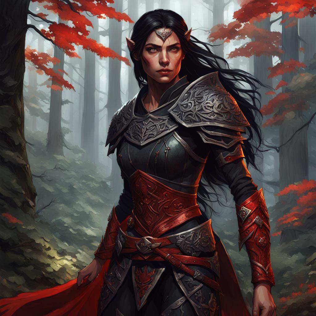 Half-Elf Warrior in Dark Fantasy Style