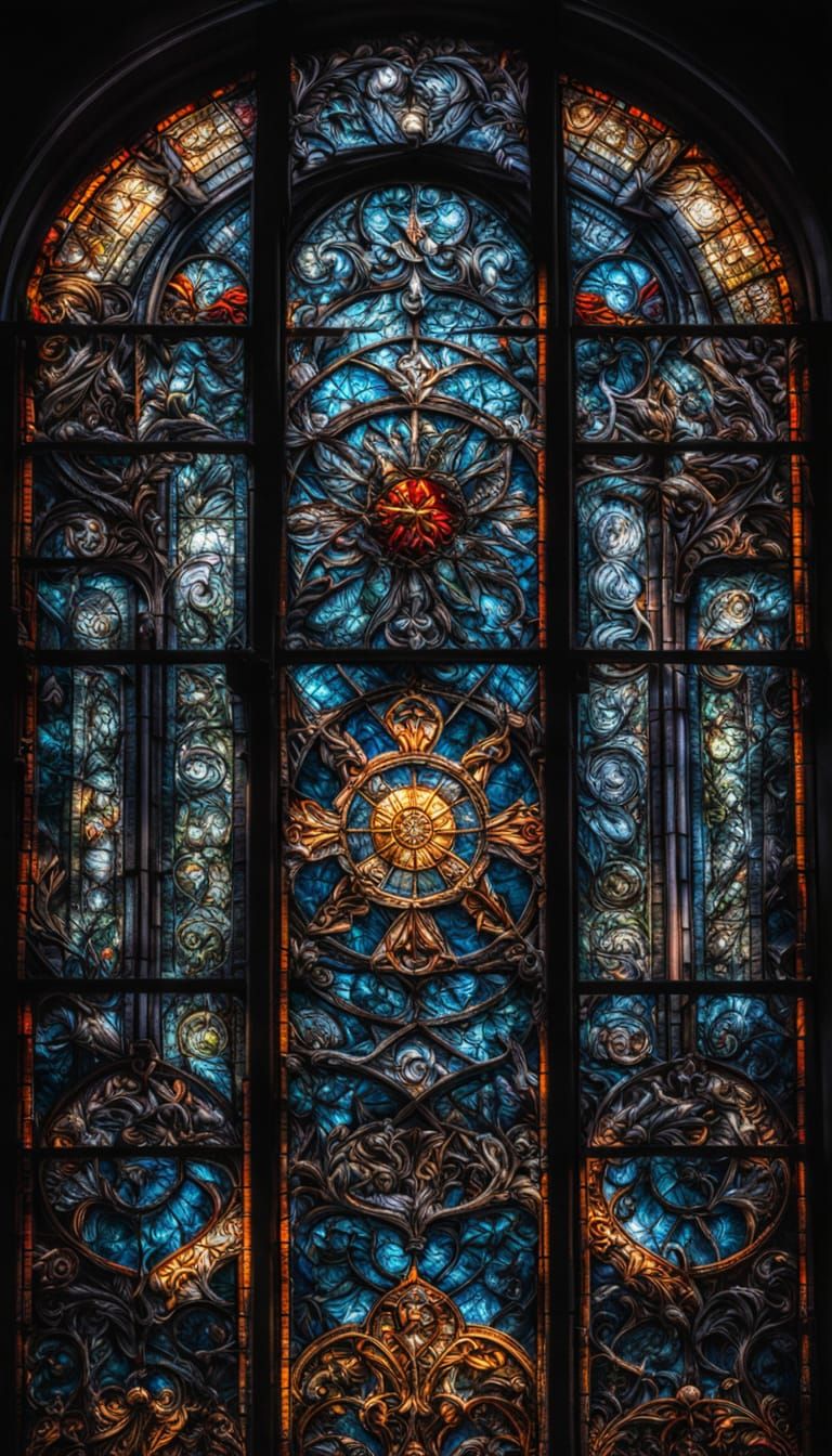 Stunning Stained Glass Close-Up with Intricate Details