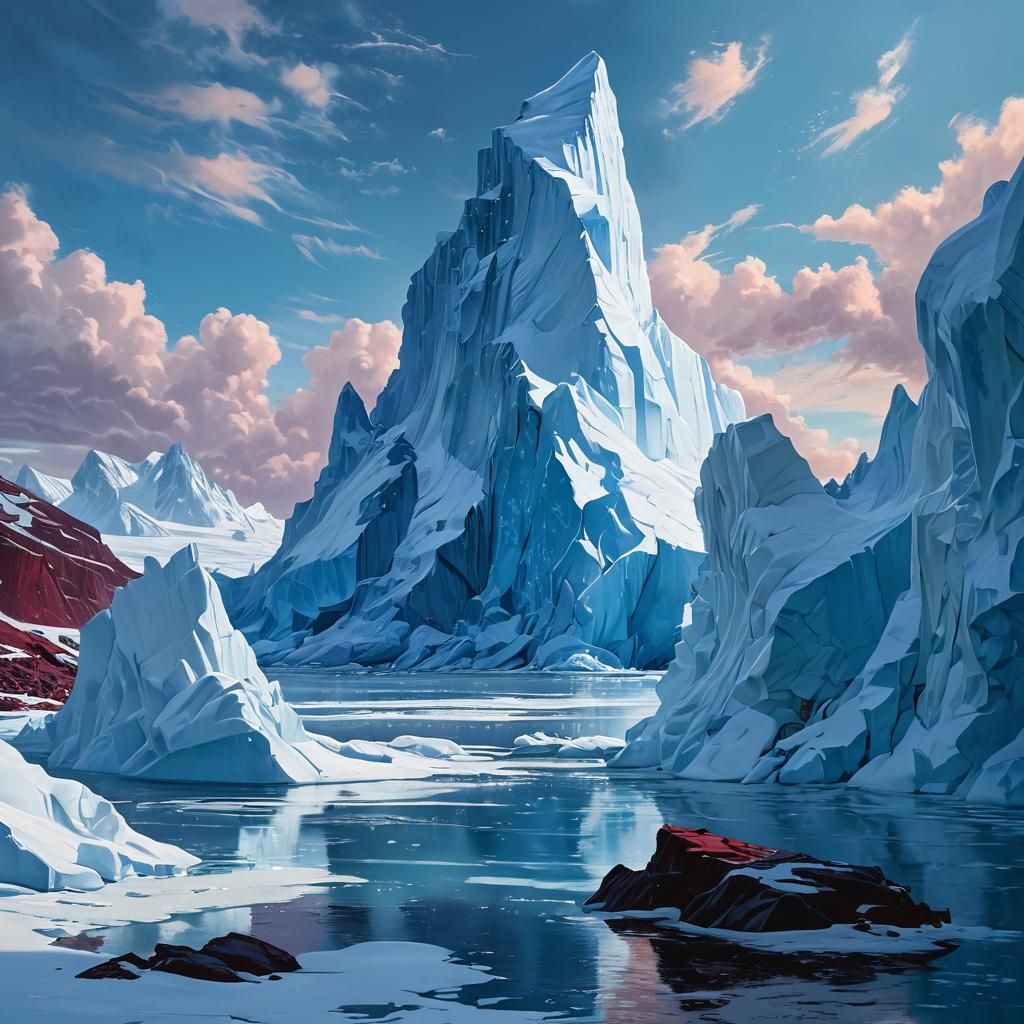 Colossal Iceberg Landscape in Dramatic Blue Shades