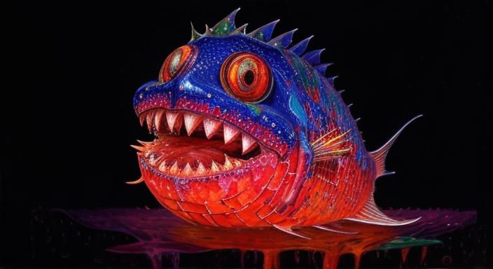 Angler Fish Oil Painting in Pop Surrealist Style