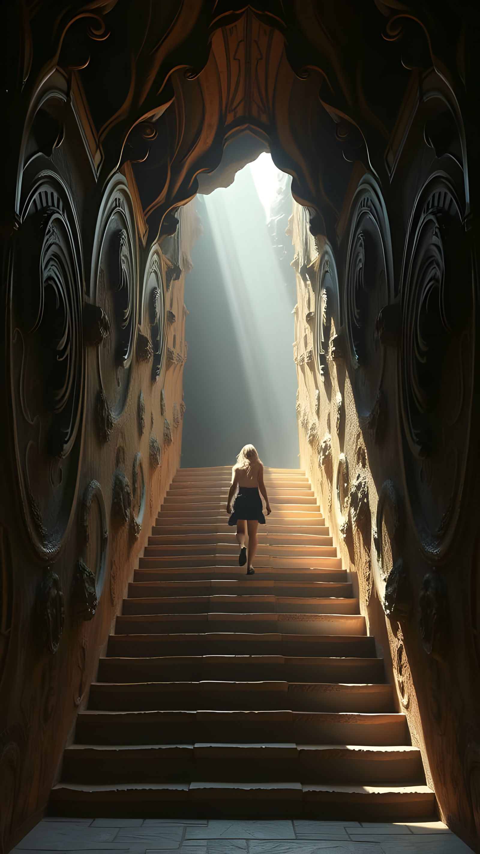 Epic Digital Stairway to Nowhere in Deep Shadow Art