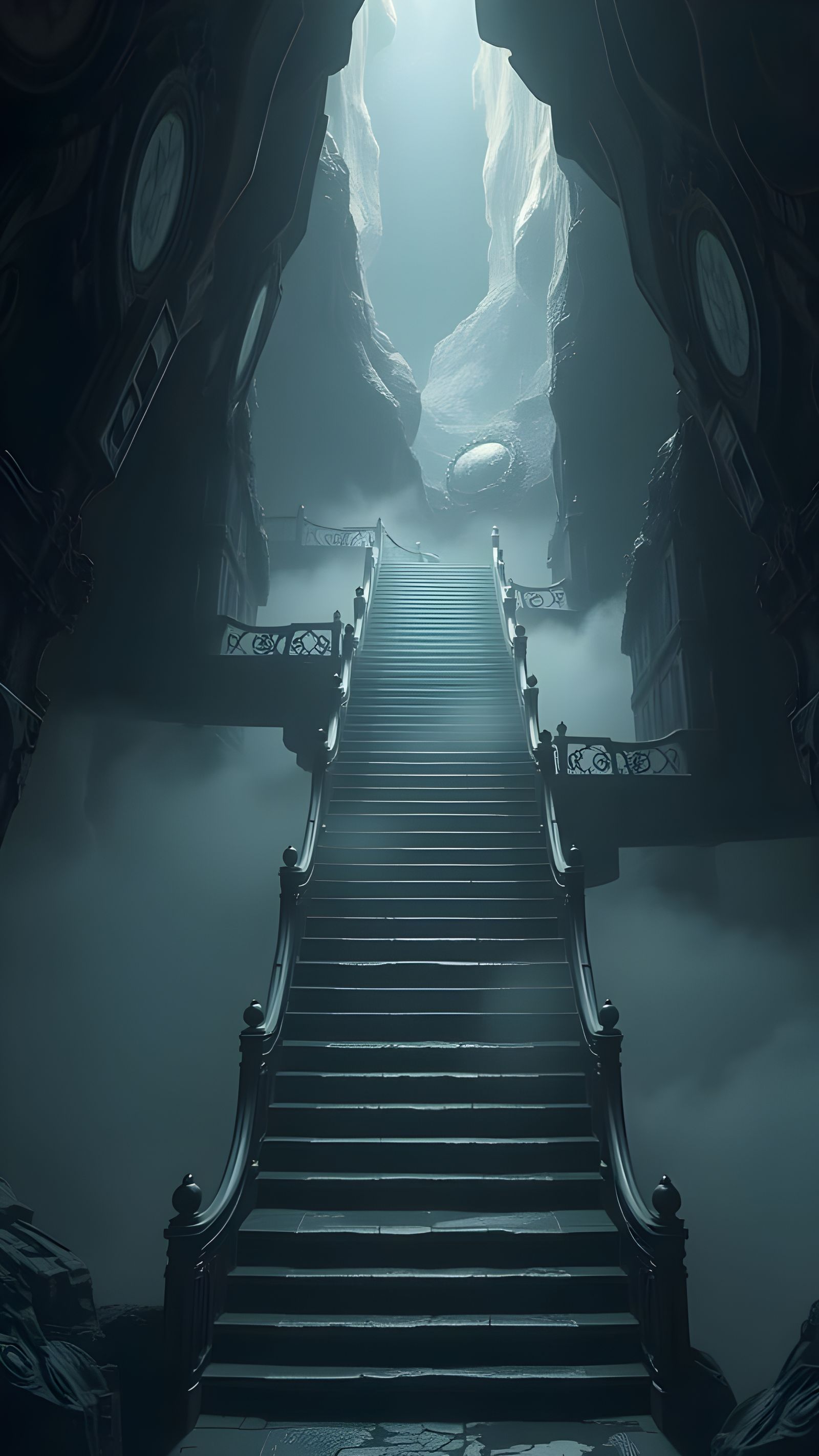 Epic Cinematic Digital Painting of an Organic Stairway