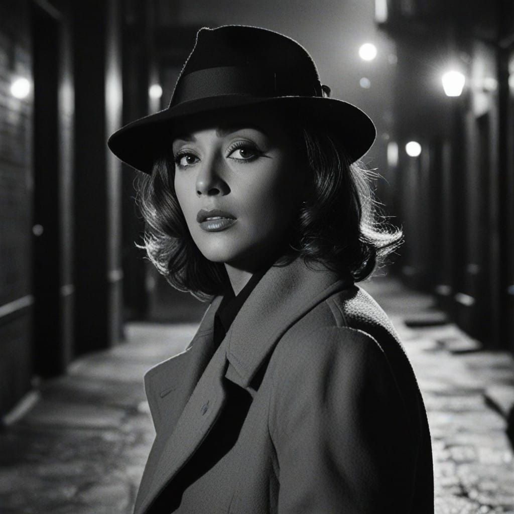 photorealistic black and white noir image of whitney houston