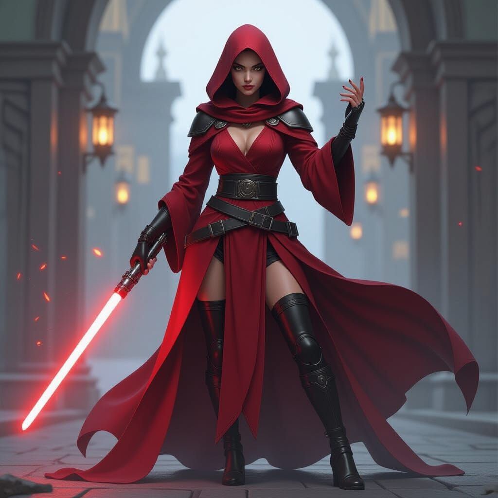 Female Sith Warrior in Action Pose as Arcane Art