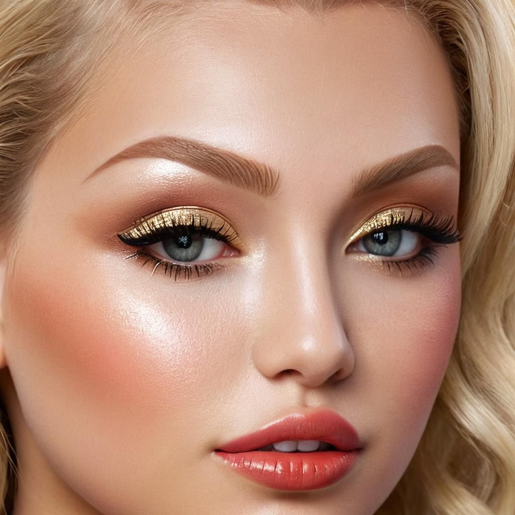 Hyper-Realistic Portrait of a Blonde Woman in Golden Hour