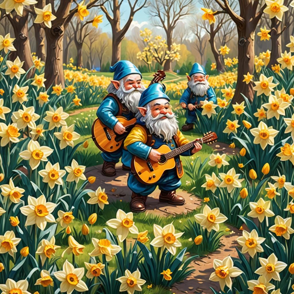 Dwarves in Daffodil Grove as Candy Art
