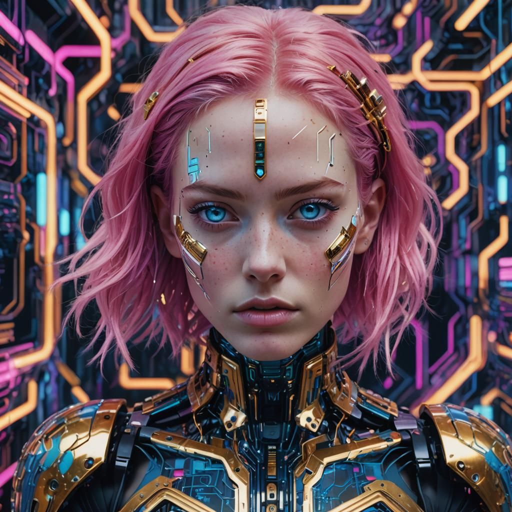 Futuristic Woman with Robotic Eyes in Digital Art