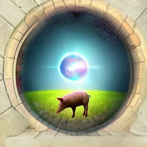 Pig Travels Through a Wormhole to New Reality