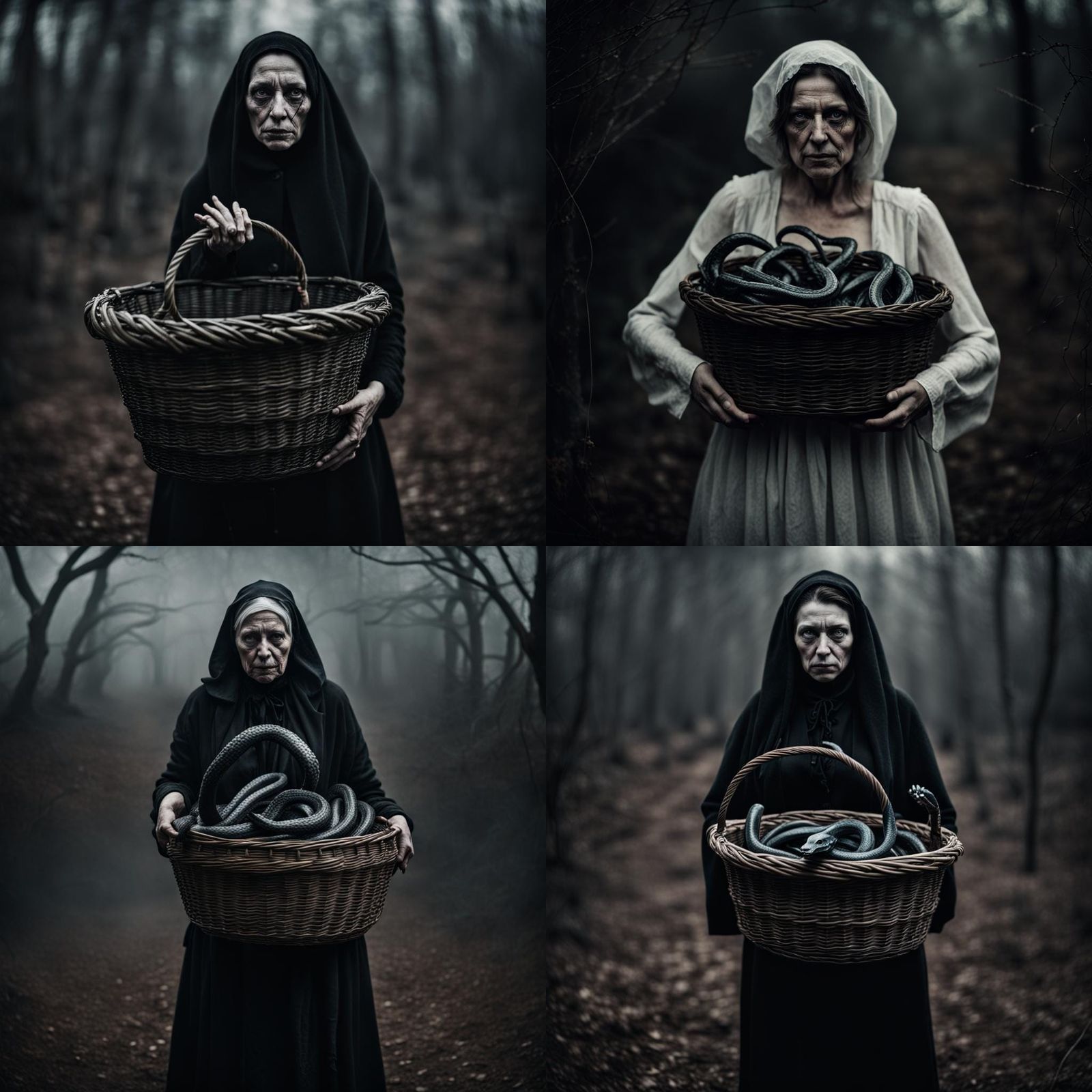 create Halloween scene with a woman in it, woman has droopy skin, (((full body view))) whole body with a human female fa...