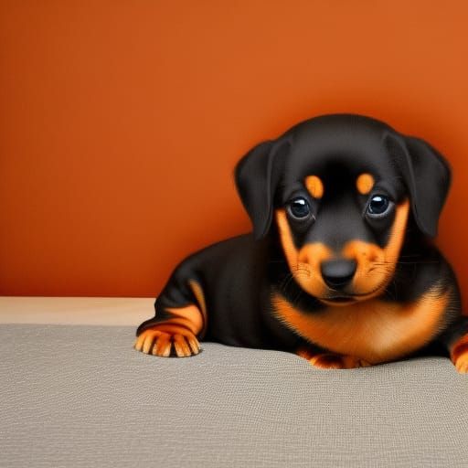 Chubby Dachshund Puppy with Pizza Slice Ear