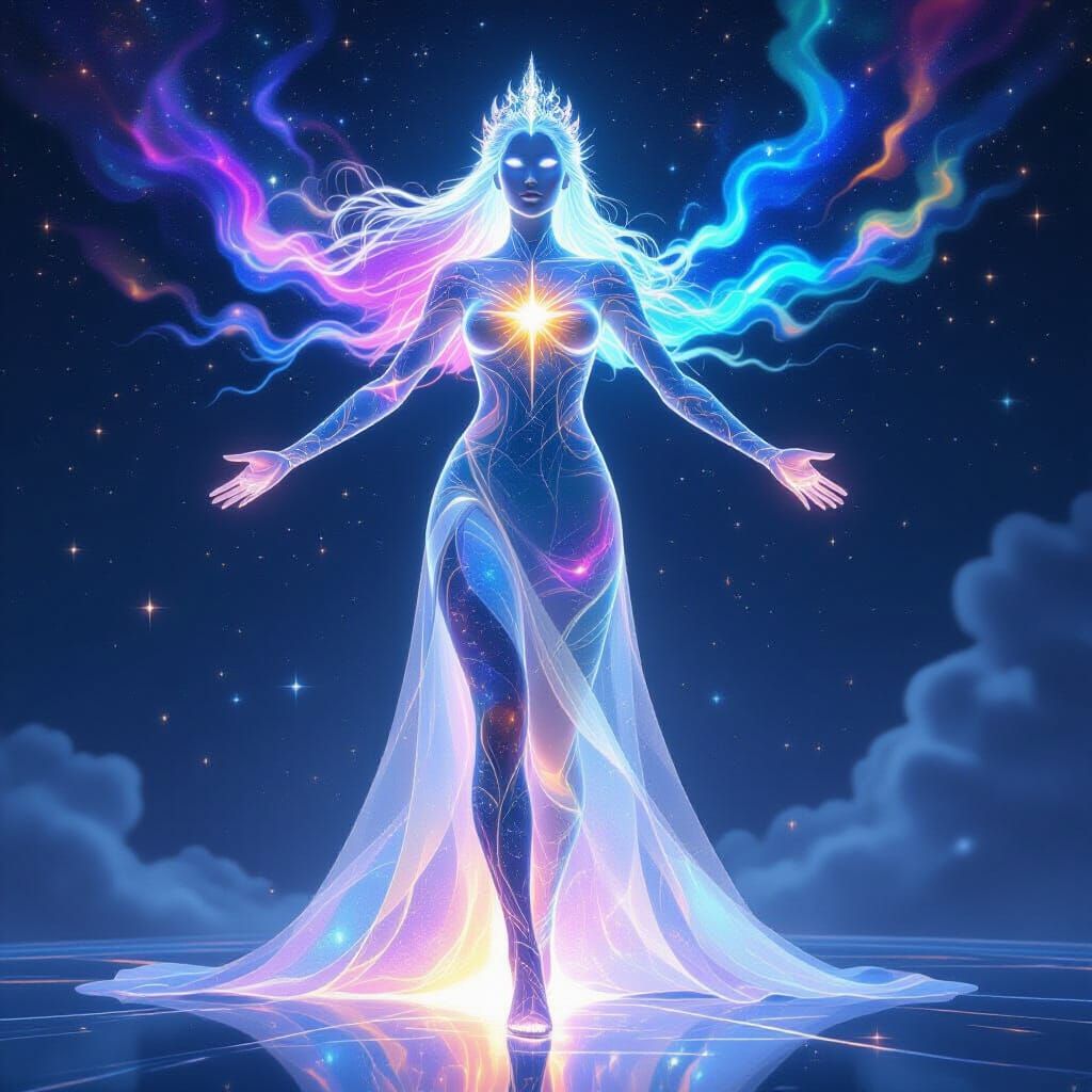 Celestial Empress Made of Space and Stars