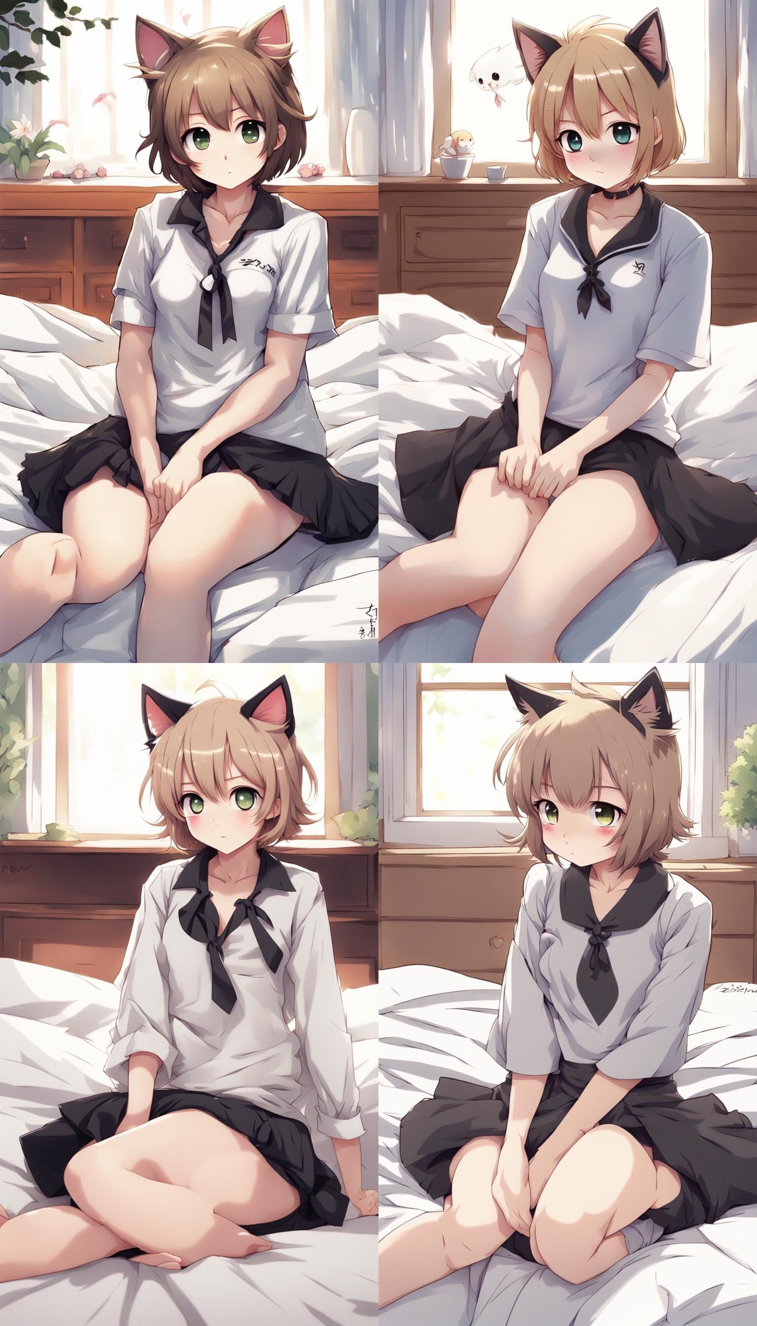 Anime Style Cat Girl in Park Scene