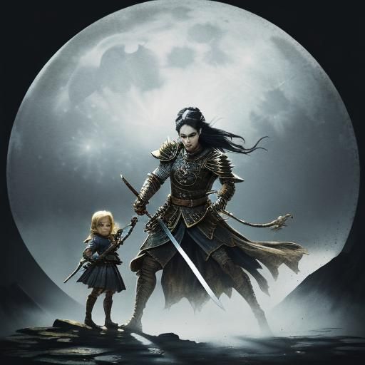 Dark Fantasy Woman About to Strike, Frank Frazetta Style