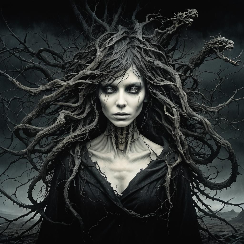 Dark Surreal Metamorphosis in Eerie Environment