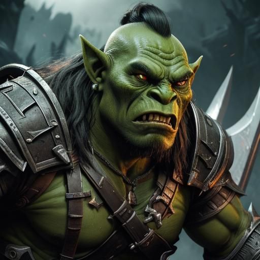 Orc Warrior in a Dramatic Battle Scene