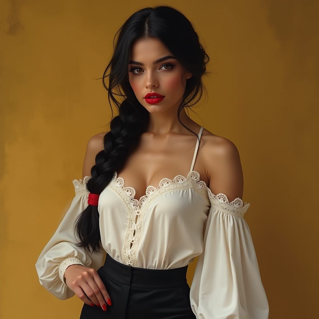 Spanish Señorita in Elegant Attire