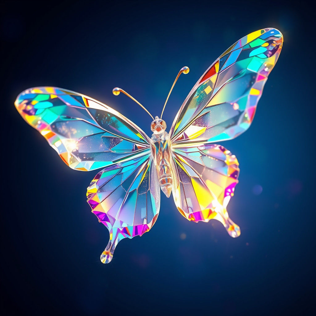 Iridescent Diamond Butterfly with Shimmering Wings