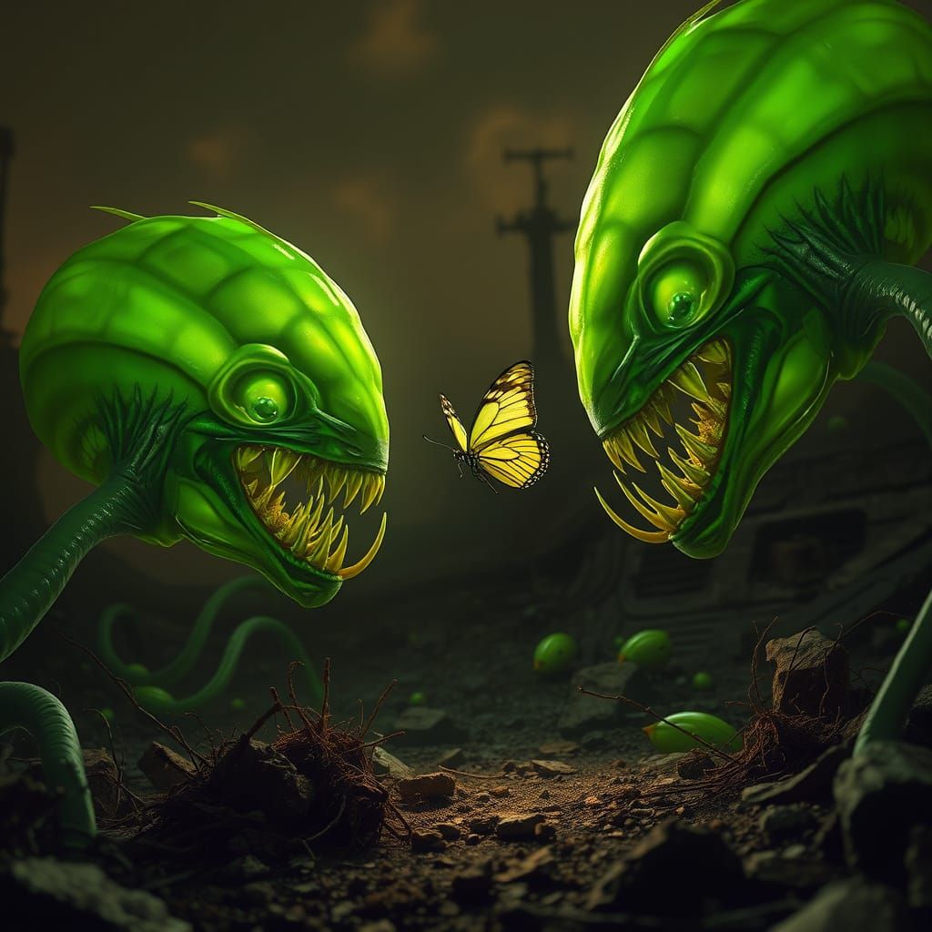 Alien Carnivorous Plants Battle Butterfly in Post-Apocalypti...