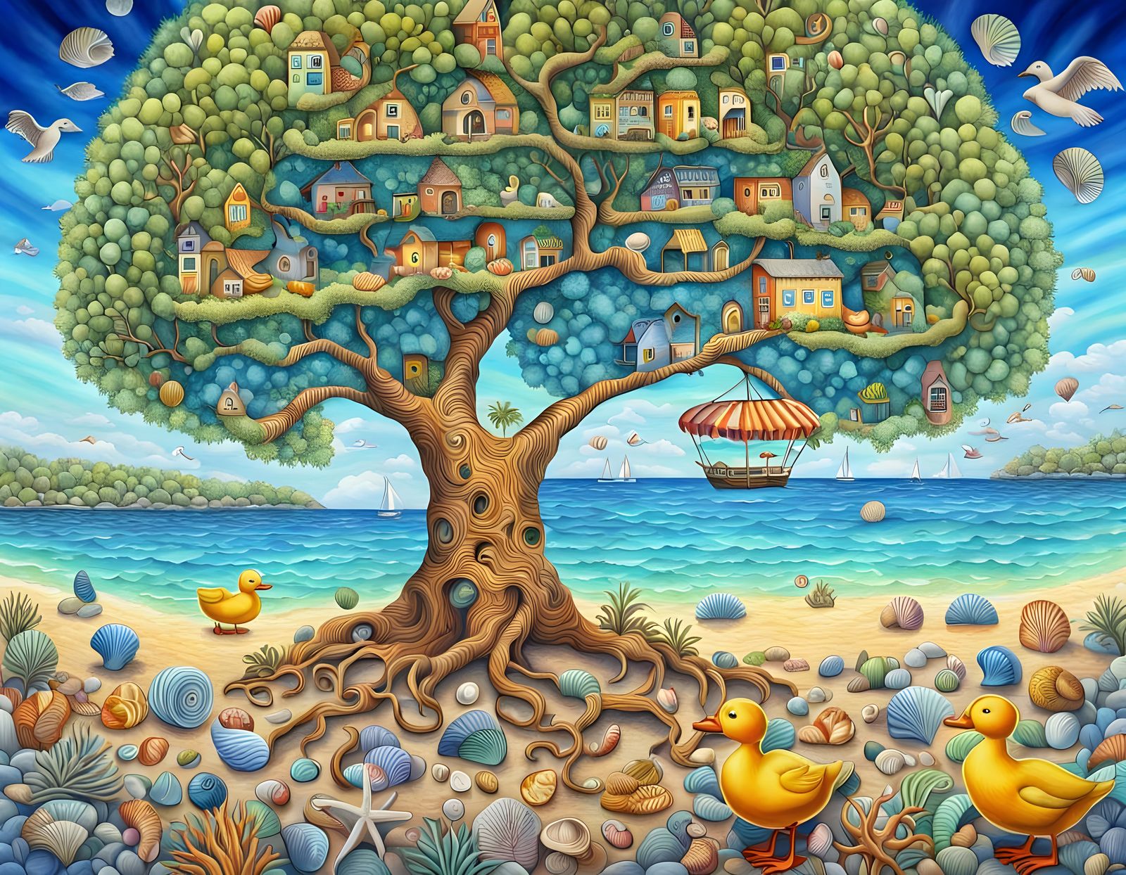 Tree of Life in Vibrant Aquarelle Style