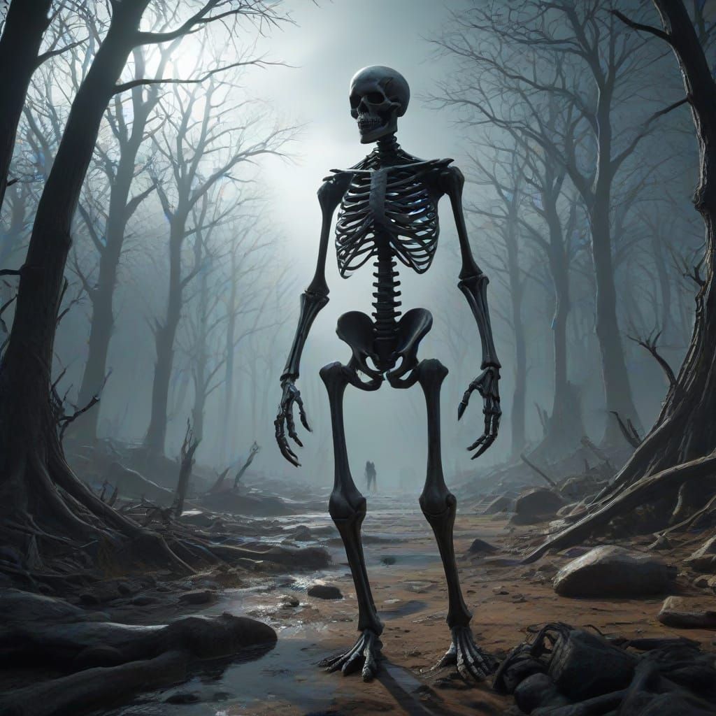 Dark Fantasy Skeletal Figure Manipulating Shadows