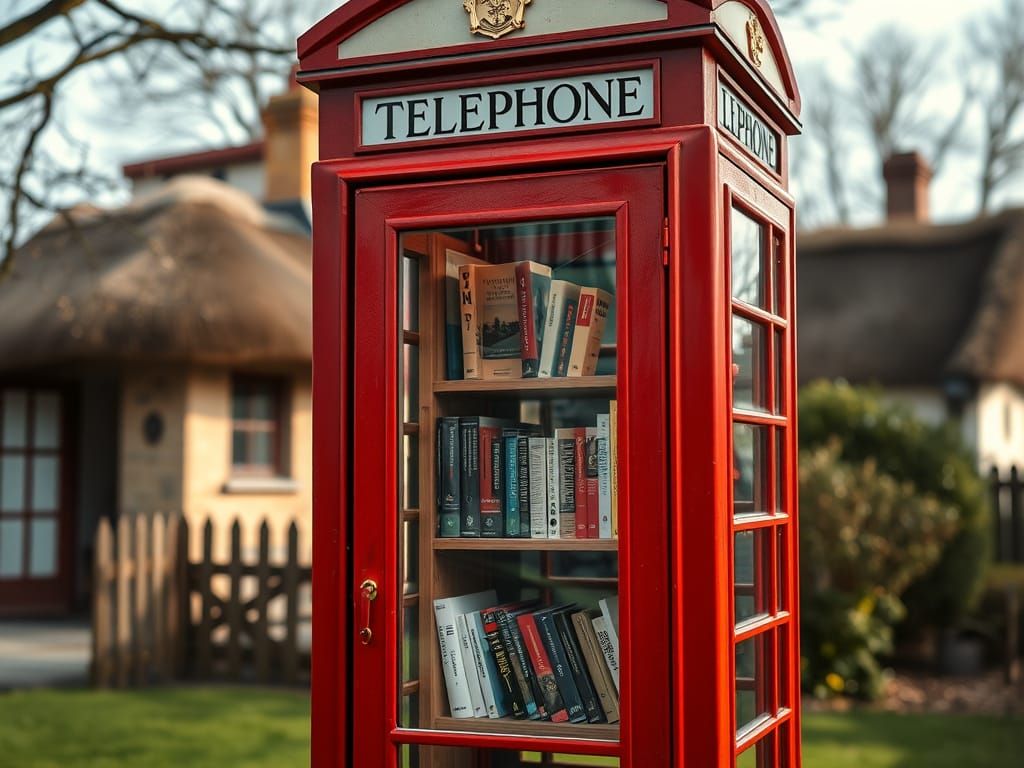 Rustic Village Telephone Library in Warm Light